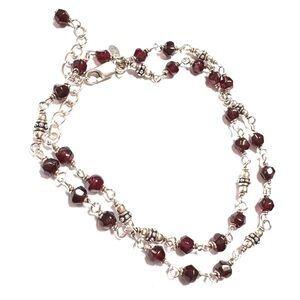 SILPADA Necklace Garnet Link 16”-18” Sterling Silver N1053 V.GOOD COND